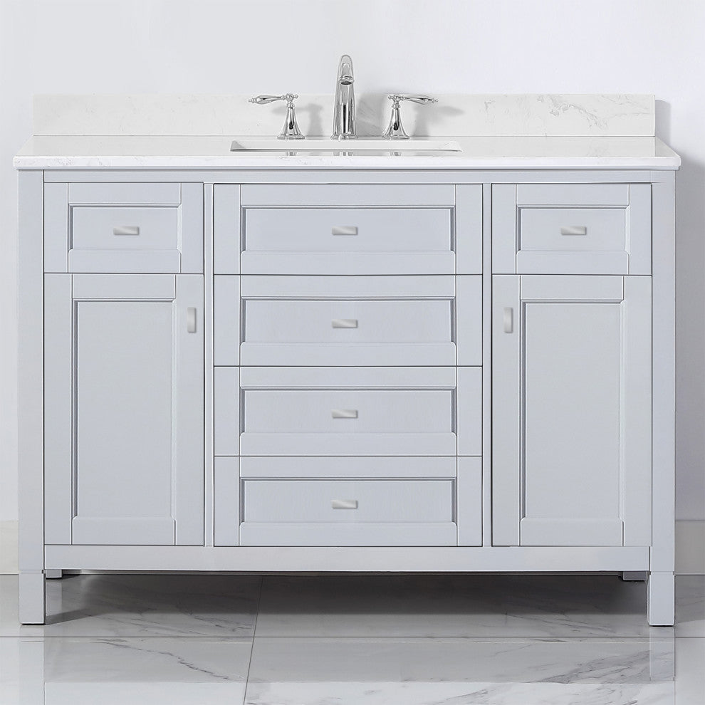 Cahaba Juniper 48"x21" Vanity, Dove Gray, Cultured Marble Top, Ceramic Basin