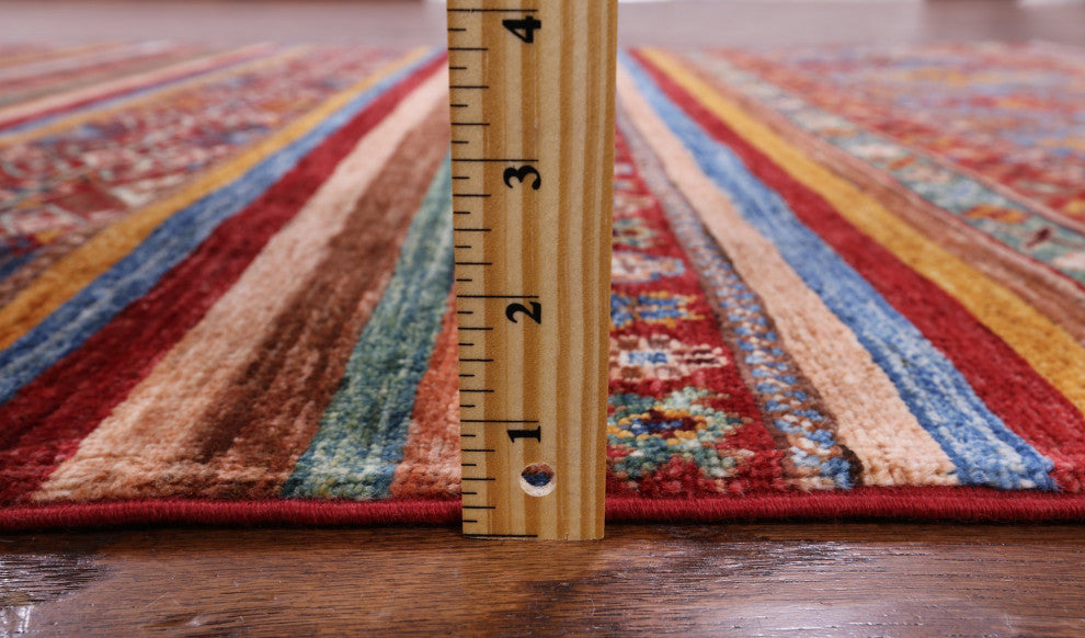 4' 2" X 5' 9" Handmade Khorjin Super Kazak Wool Rug Q5361