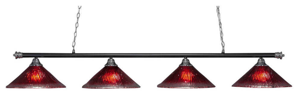 Oxford 4-Light Bar, Chrome & Matte Black/Raspberry Crystal
