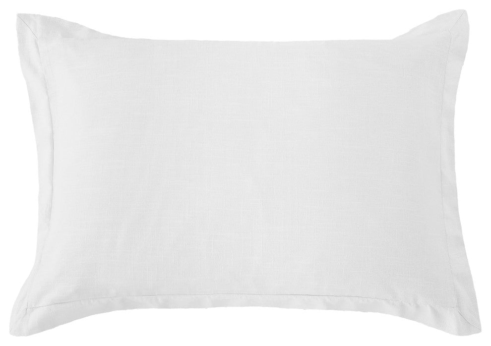 Hera Washed Linen Tailored Pillow Sham, 1PC, White, Standard