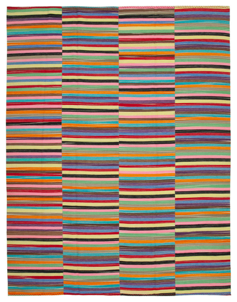 Rug N Carpet - Handmade Turkish 9' 9'' x 12' 9'' Modern Design Wool Kilim Rug