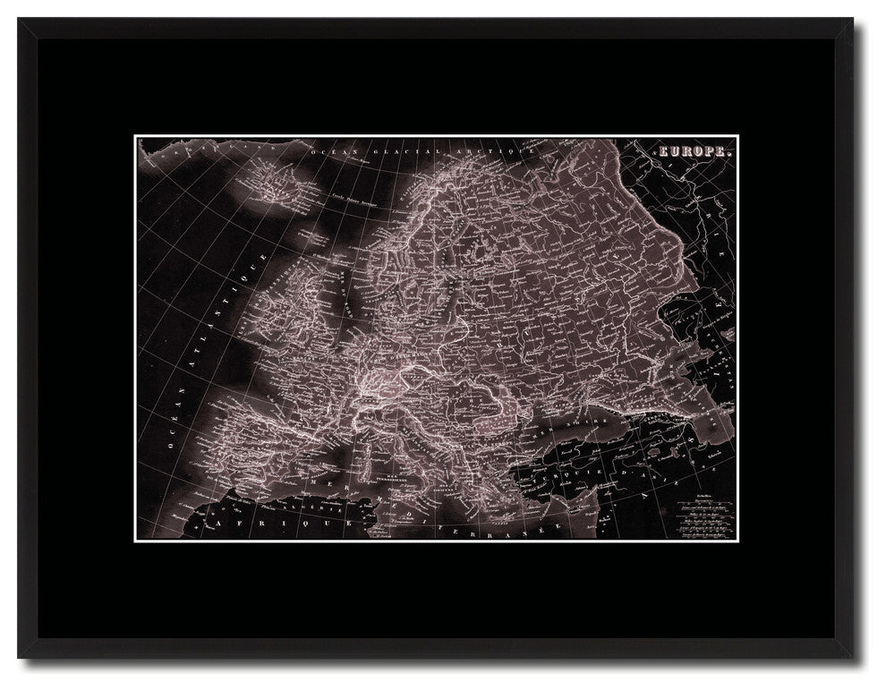 Europe Vintage Vivid Sepia Map Canvas, 16"x21"