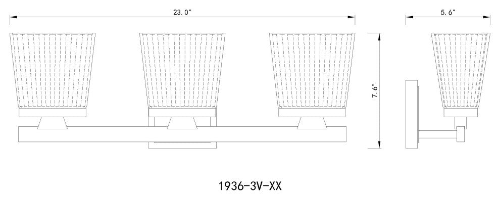 Zlite 1936-3V-BN 3-Light Vanity, Clear