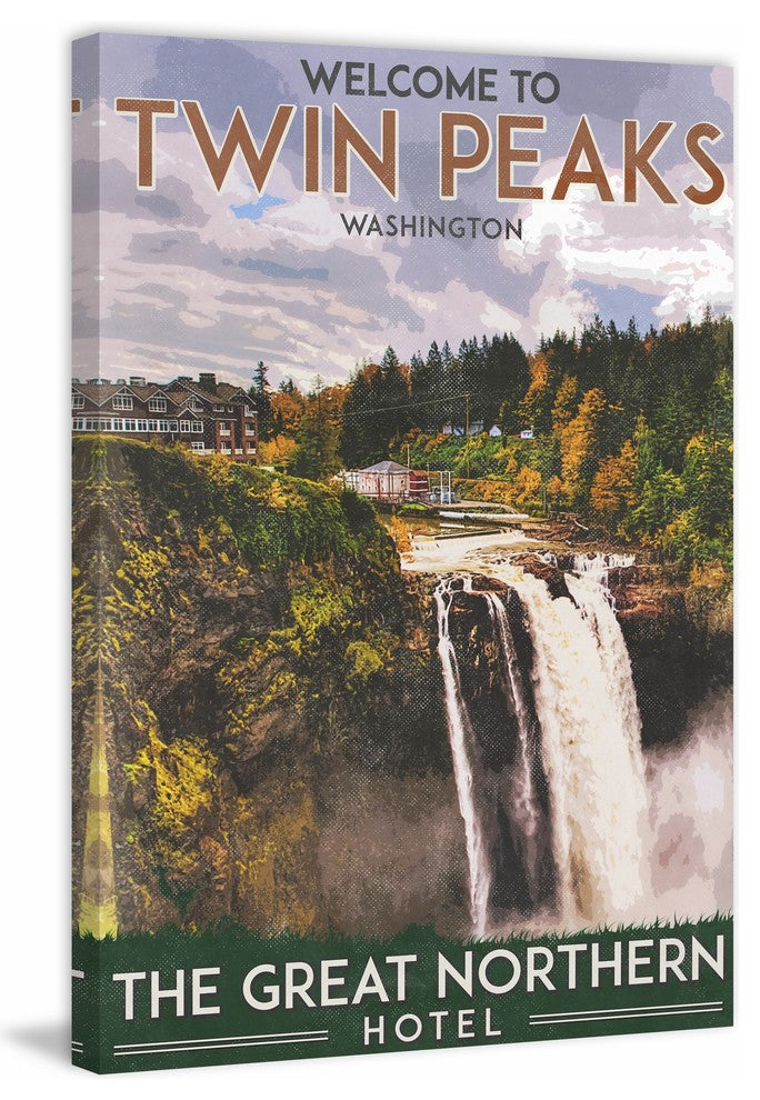 "Travel Poster Twin Peaks" Painting Print on Wrapped Canvas, 40"x60"