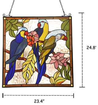 CHLOE-Lighting AVA Animal Tiffany-glass Window Panel 24" Tall