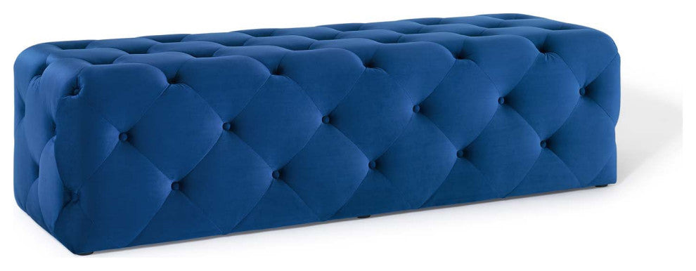 Amour 60" Tufted Button Entryway Performance Velvet Bench-Navy
