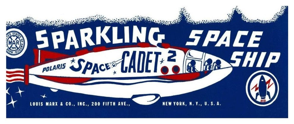 "Space Cadet Sparkling Space Ship" Digital Paper Print by Retrorocket, 42"x18"