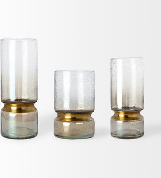 Adriatic Gold Metal Glass Vase, Large