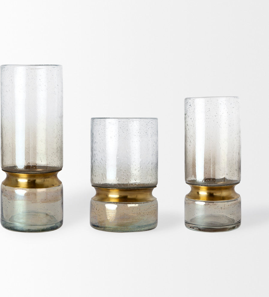 Adriatic Gold Metal Glass Vase, Large
