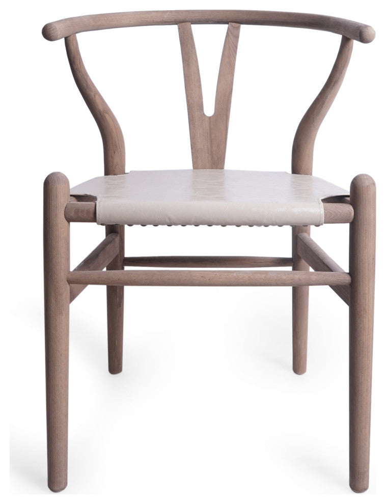 Quince Mid Century Boho Ash Wood Dining Chairs, Set of 2, Tan + Antique