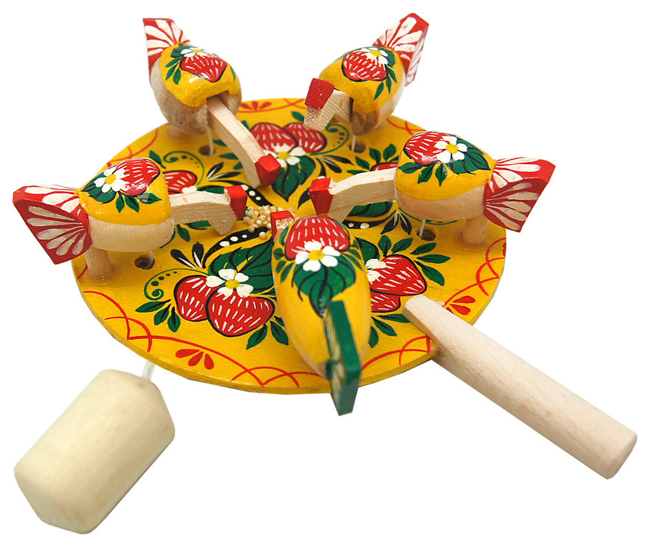 Yellow Pecking Hens Chime Toy