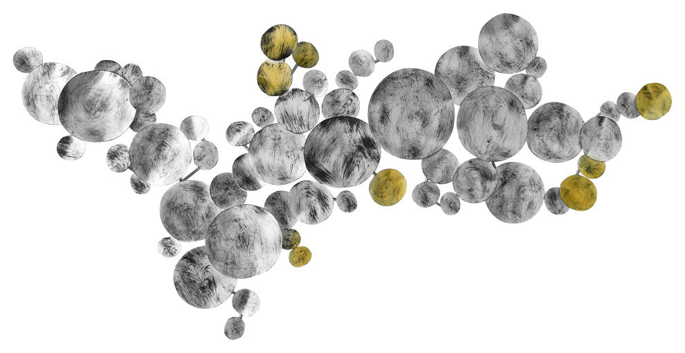 Hand Painted Etched Metal Wall Sculpture, Multi Color, Flying Discs