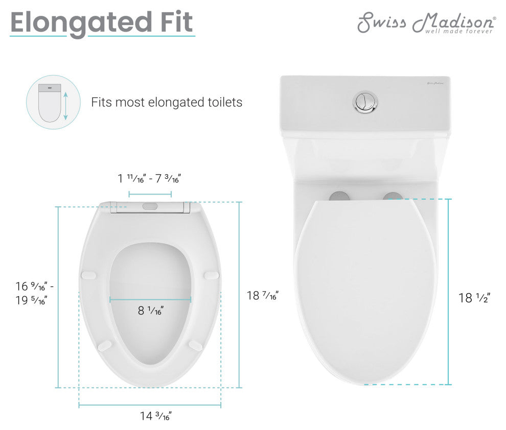 Lumiere Elongated Quick-Release Toilet Seat With Night Light