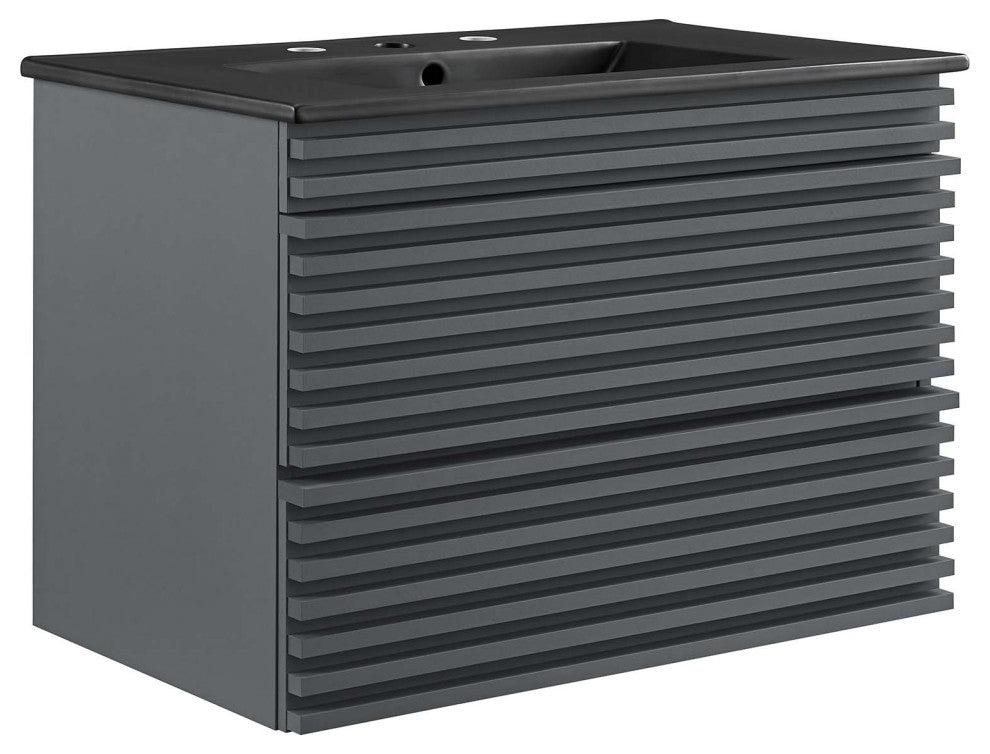 Render 30" Wall-Mount Bathroom Vanity, Gray Black