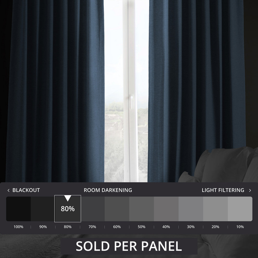 Bellino Blackout Room Darkening Curtain Single Panel, Wild Blue, 50"x96"