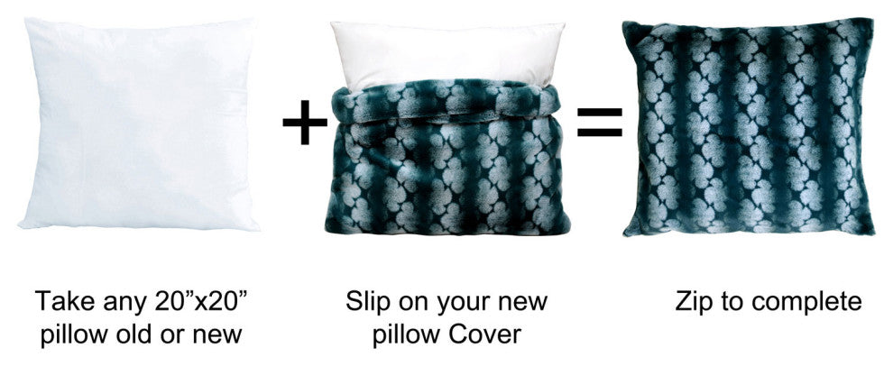 Ballys Faux Fur Throw and Pillow Shell Combo, Deep Teal, 60"x80"