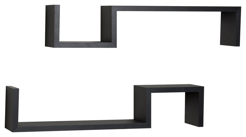Danya B Black "S" Wall Mount Shelves, Set of 2