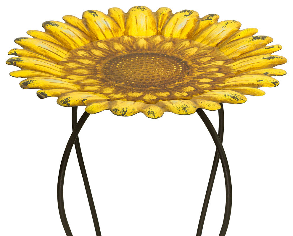Embossed Metal Sunflower Birdbath
