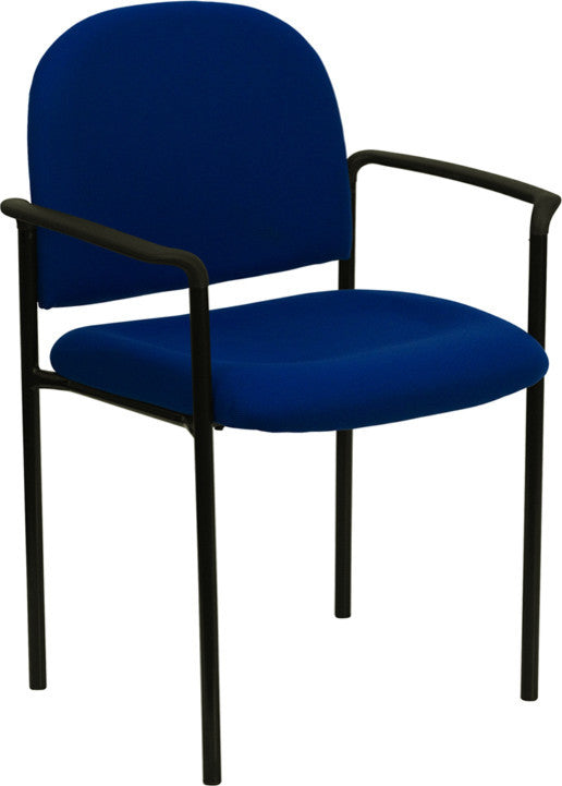 Stackable Steel Side Chair With Arms, Navy, 23.75"x23.50"x33.25"