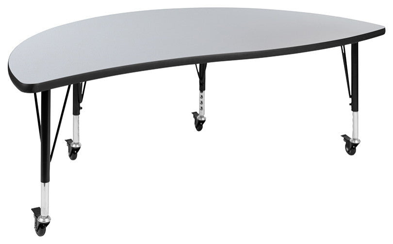 2 Piece Mobile 60" Circle Wave Kids Adjustable Activity Table Set, Gray