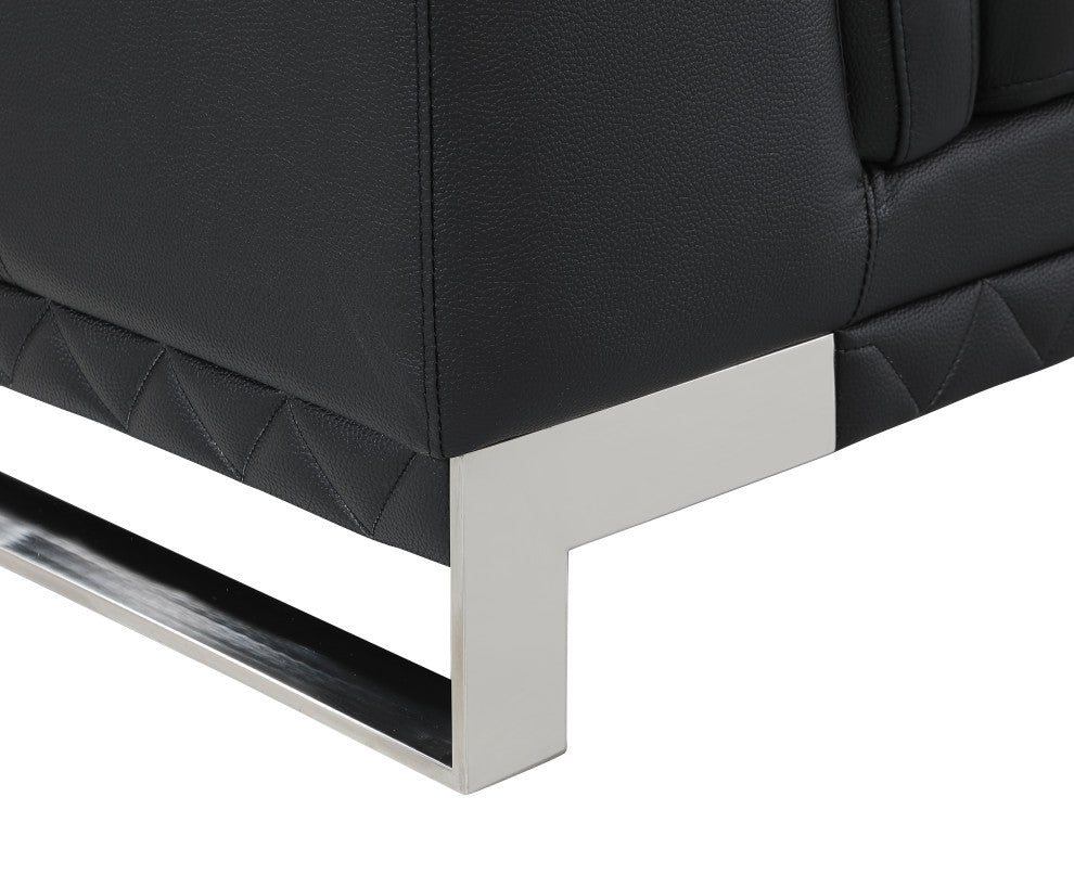 Naples Contemporary Genuine Italian Leather Sofa Black