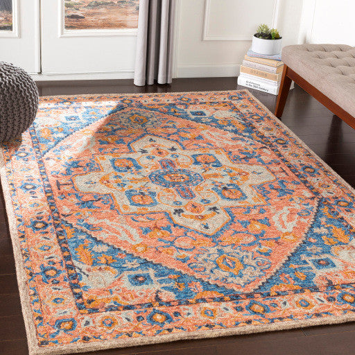Surya Panipat PNP-2300 9'x12' Rug, Clay/Bright Blue/Dark Blue/Taupe/Light Gray