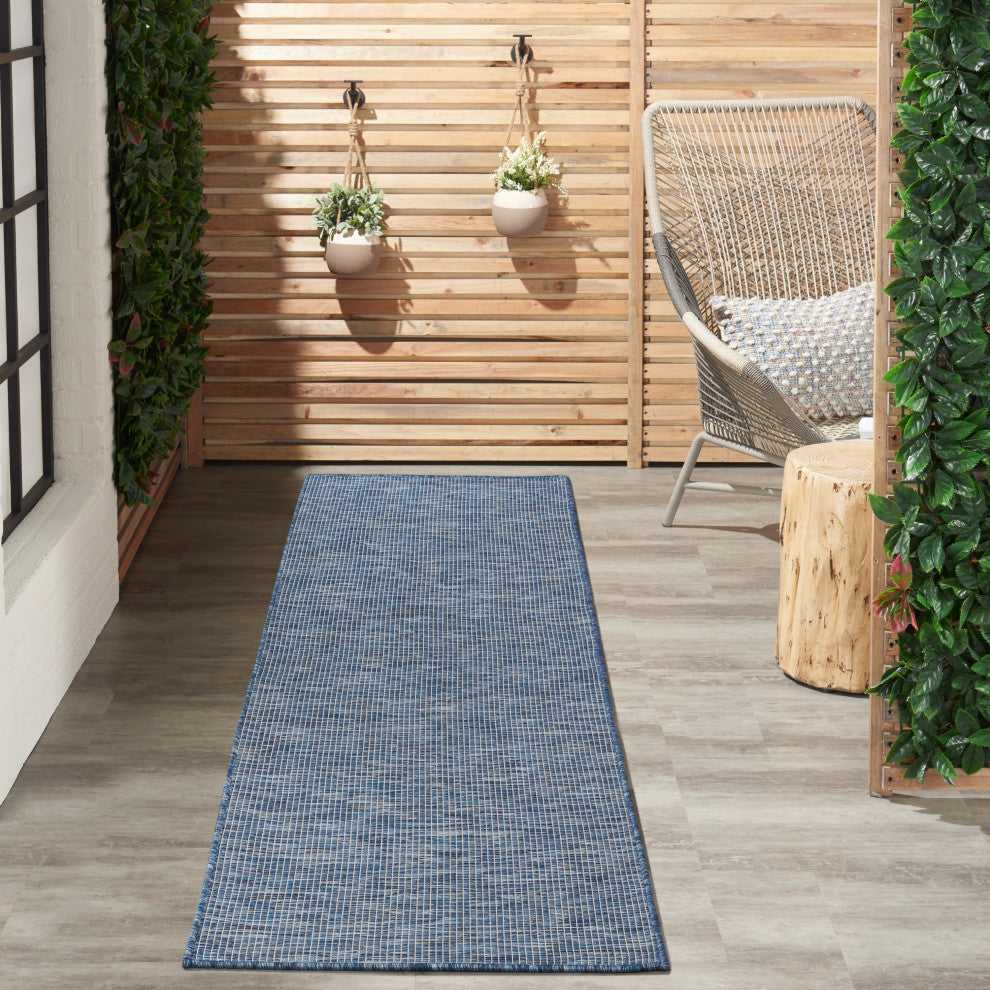Nourison Positano Contemporary Area Rug, Navy Blue, 2'2"x10' Runner