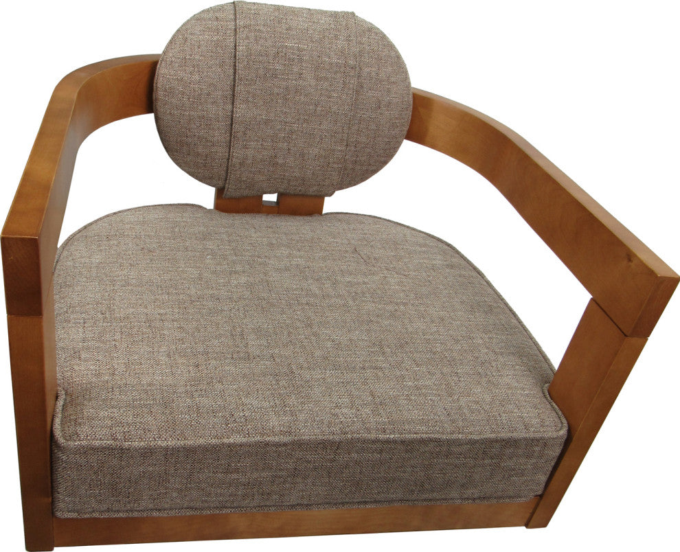 Swivel Wood Bar Stool Kadir Plus on S-Base, Basin Beige - Honey, 26"