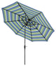 11' Stone Black Collar Tilt Crank Aluminum Umbrella, Sunbrella, Seville Seaside