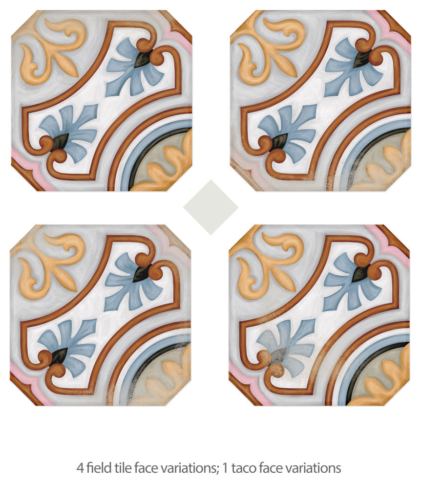 Vaudeville Octagon Deco Diglas, Taco Nacar Porcelain Floor/Wall Tile