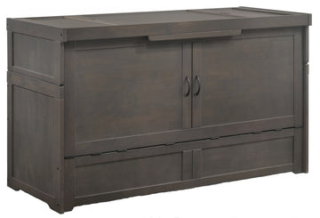 Murphy Cube Cabinet Bed With Mattress, Stonewash, Queen, Pre-Assembled