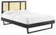 Kelsea Cane and Wood King Platform Bed With Angular Legs MOD-6697-BLK
