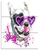 Funny Dog with Heart Glasses, Animal Canvas Wall Art, 28x36, 3 Panels