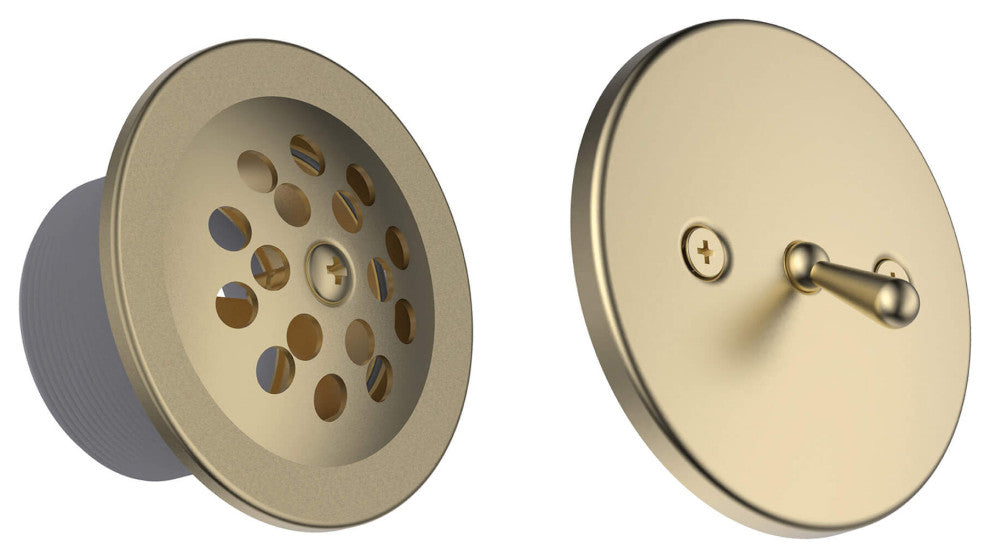 Bathtub Shower Drain Brass Tubing, Trip Lever Overflow Assembly, Satin Brass