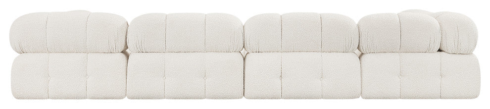 Ames Boucle Fabric Modular Sofa, Cream, 4-Piece: 2 Armless Chair, 2 Corner Chair