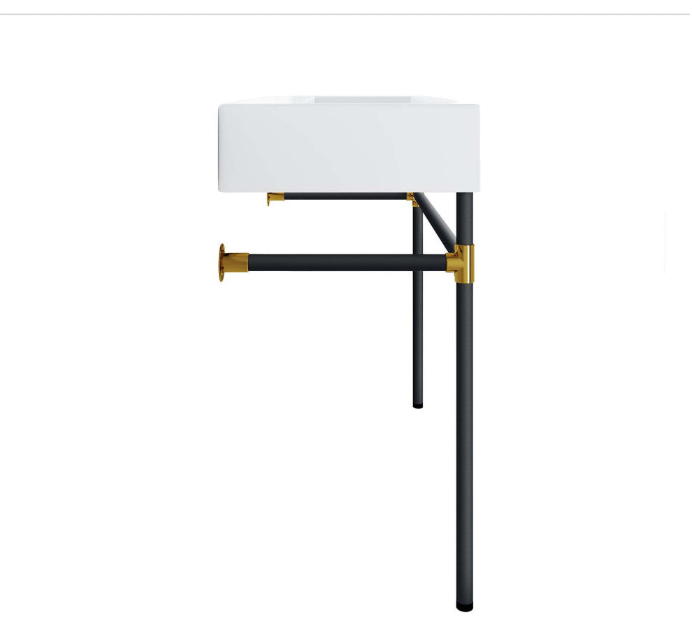 Redeem 40" Black Stainless Steel Wall-Mount Bathroom Vanity, Black White