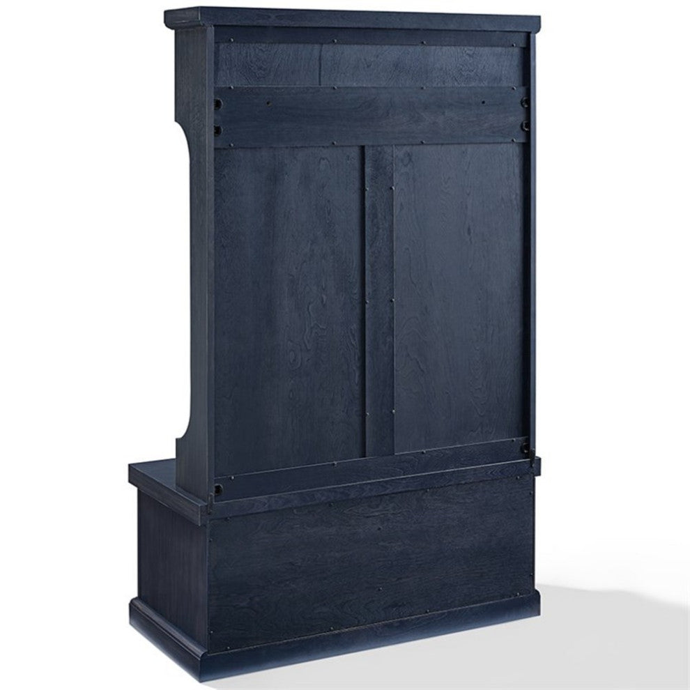 Crosley Furniture Seaside Wood 4 Hook Hall Tree in Distressed Navy