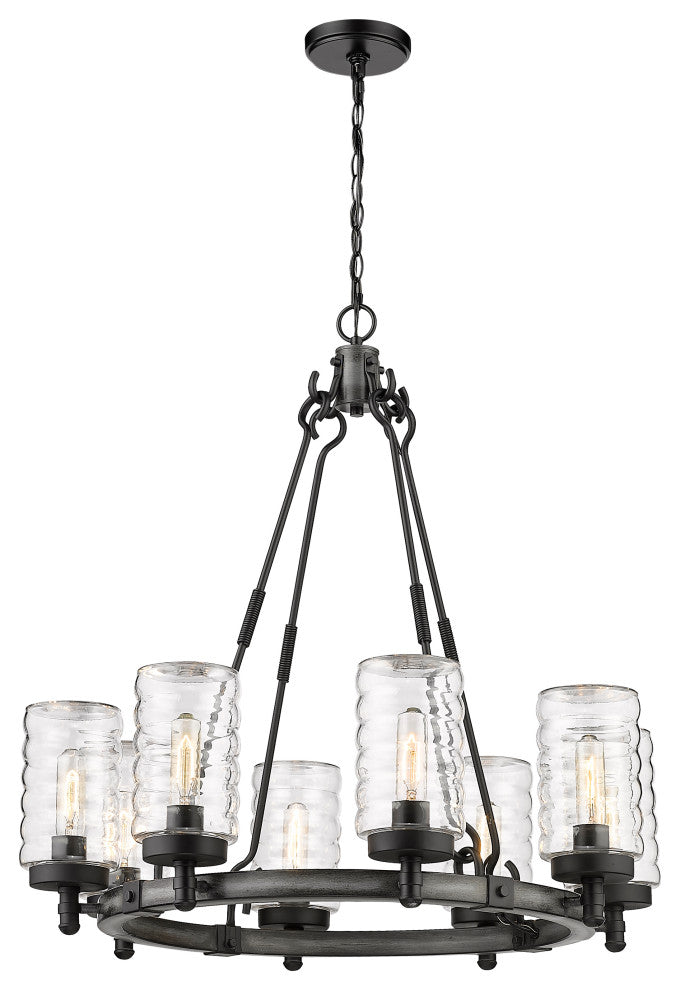 Z-LITE 588-8ABB 8 Light Outdoor Pendant, Ashen Barnboard
