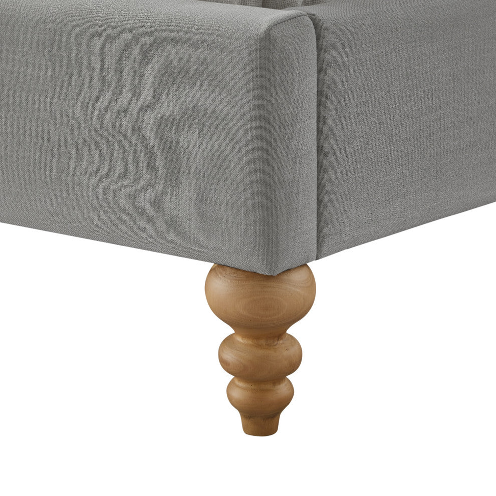 Rustic Manor Micaela Bed Wingback, Linen, Gray, Twin