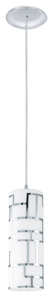 1x60W Mini Pendant w/ Chrome Finish & White Decor Glass
