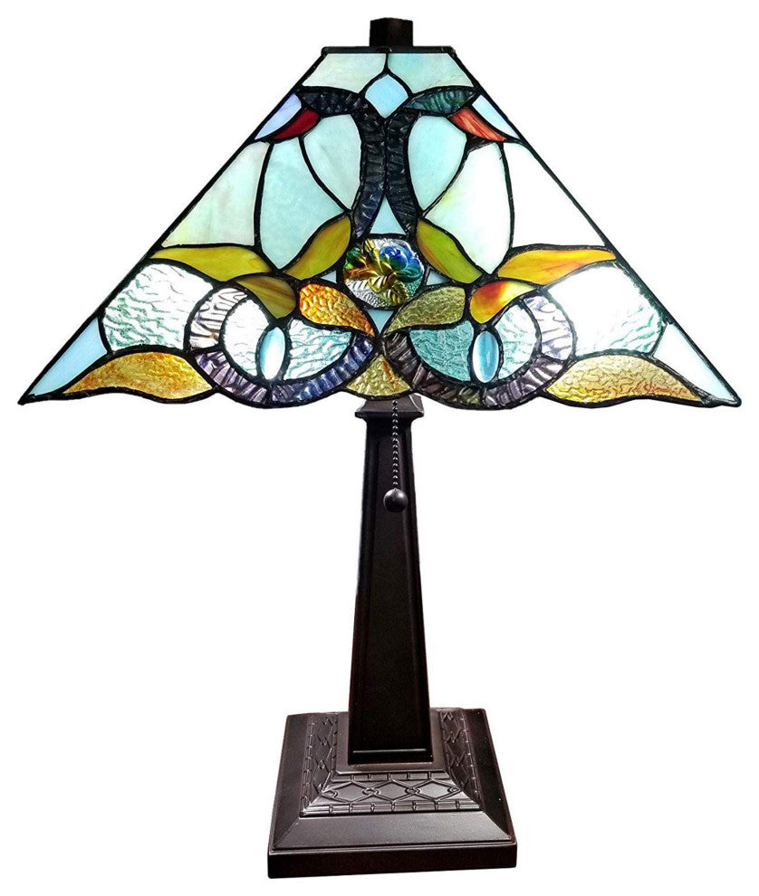 Amora Lighting AM254TL14B Tiffany Style Floral Mission Table Lamp 23 In High