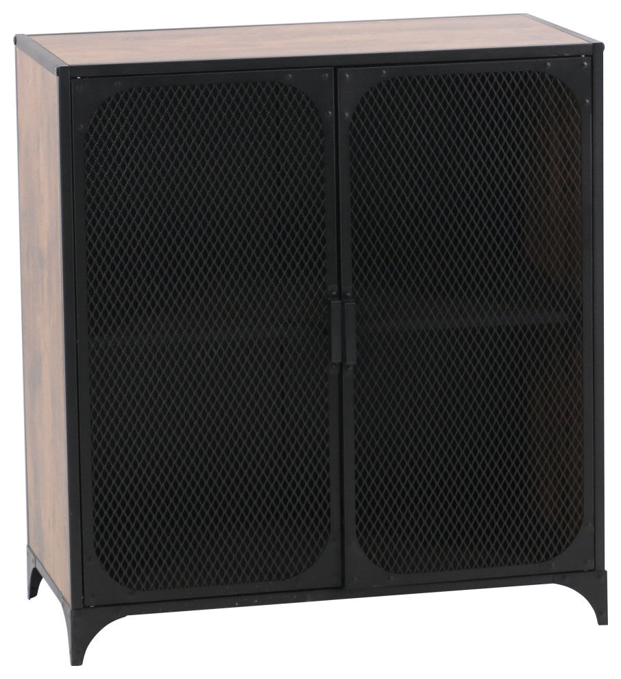 Rustic 2-Door Cabinet With Mesh Doors