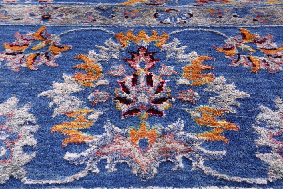 9' 1" X 11' 11" Wool and Silk Persian Hand Knotted Rug Q12089