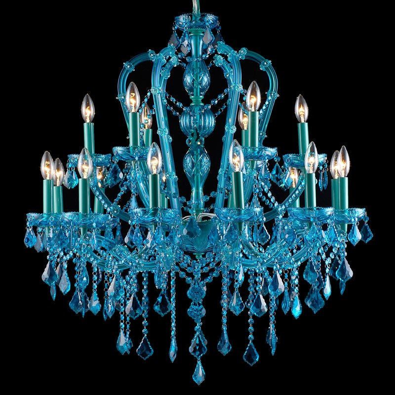 Avenue Lighting Aqua Blue 18-Light Crystal Chandelier