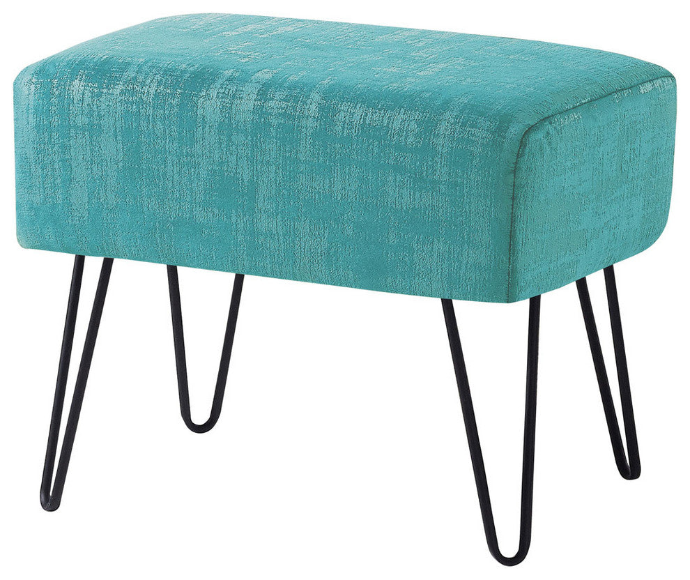 Textured Velvet Ottoman, North Sea