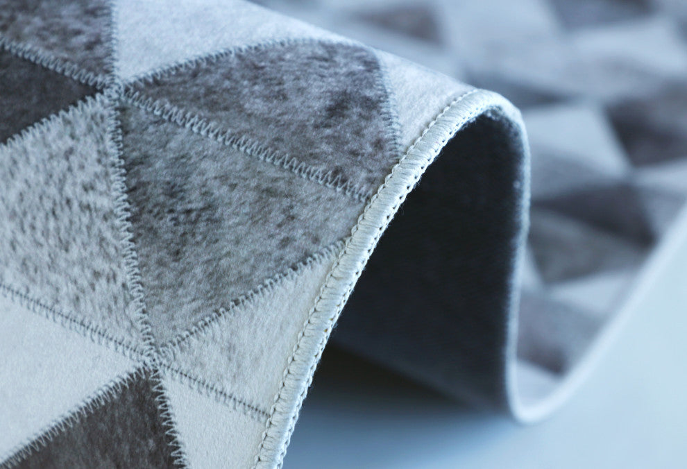 Faux Cowhide Patchwork Diamonds, the Rough 6'x 9' Area Rug