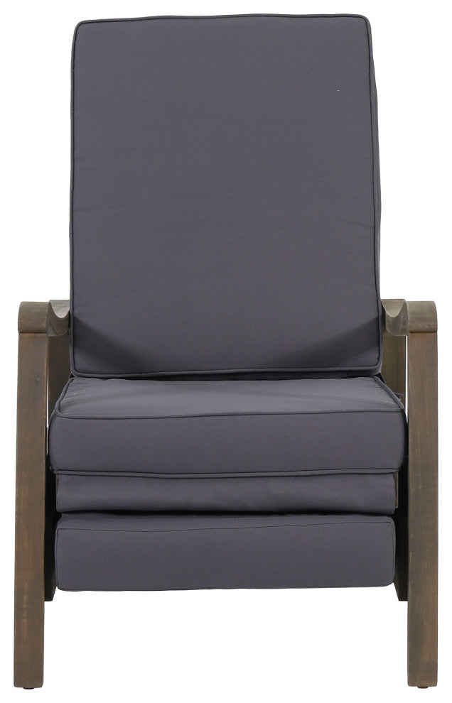 Sadlier Outdoor Acacia Wood Recliner Chair, Cushions, Set of 2, Dark Gray/Gray