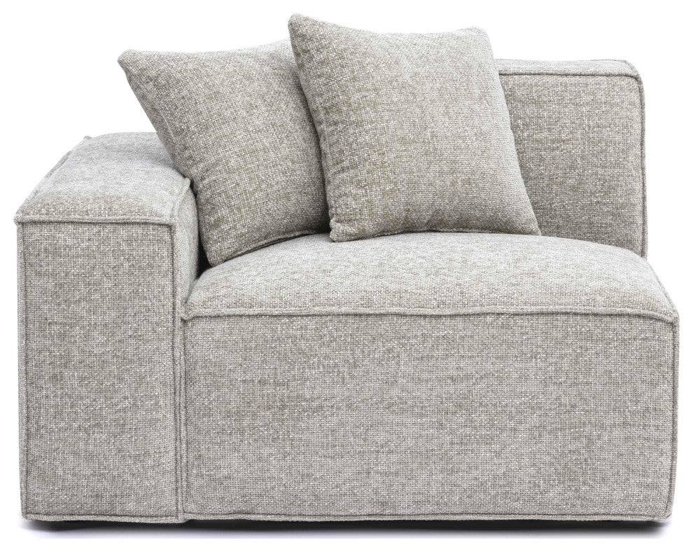 Mindy Chenille Basketweave Left Arm Facing Corner Chair, Taupe