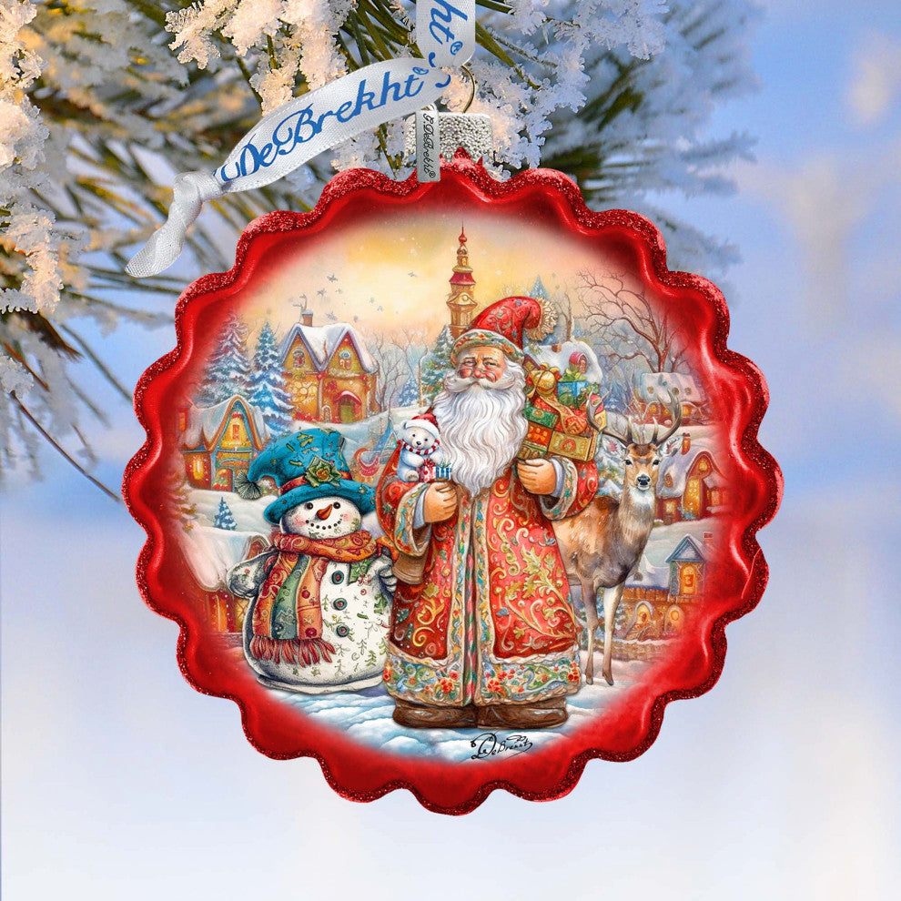 Merry Christmas Wreath Glass Ornament