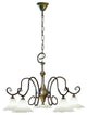 Country Line 1844 Chandelier, Verdigris And Rust, Satin White and Brick Red